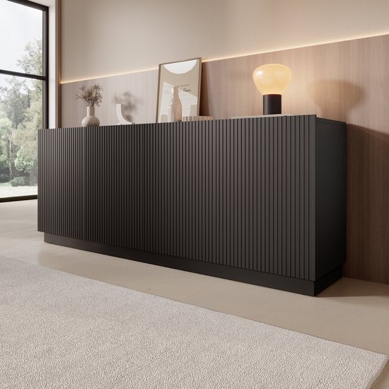 Meubella - Lucera - Dressoir - Zwart - 200x42x78 cm