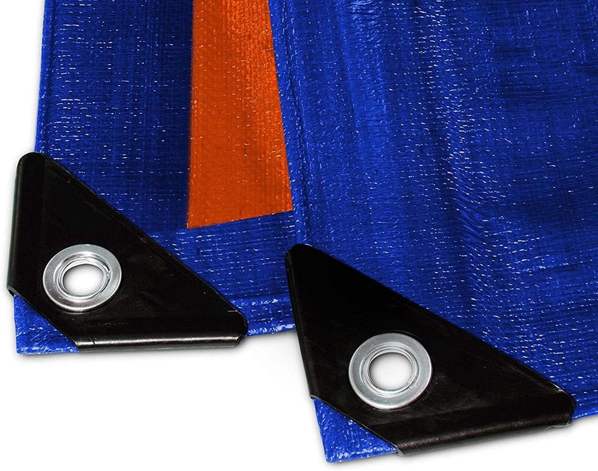 Afdekzeil - Zeil Overtrek - Bescherming Buiten - Versterkte Zoom - 10 x 15 m - Blauw Oranje