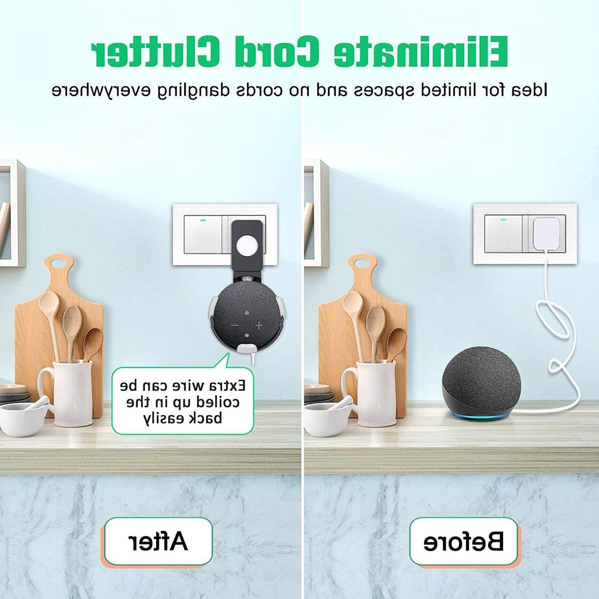 Wandhouder Echo Dot - Speaker Accessoire - Echo Dot Ophangen - Geen Schroeven Nodig - 14 Centimeter - Zwart