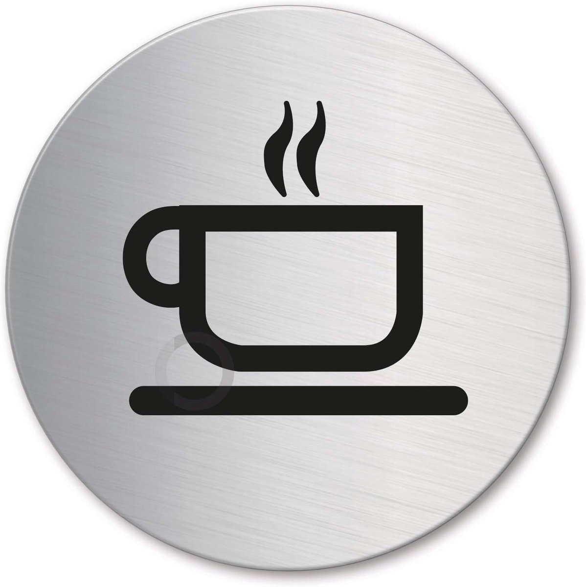 Deurbordje Cafetaria - Naambordje Keuken - Aangeven Ruimte - Zelfklevend Roestvrij Staal - Ø 100 mm - Zilver