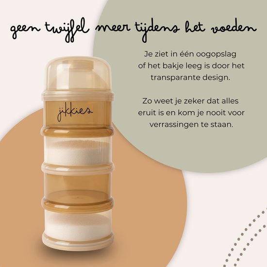 Jikkies Melkpoeder doseerdoosjes - Beige Mix - Melkpoeder bewaarbakjes - Melkpoeder toren - Melkpoedertoren - Melkpoederdoos - Dispenser - 4 lagen - BPA FREE - Getest op EN14372 van Merkloos — afbeelding 3