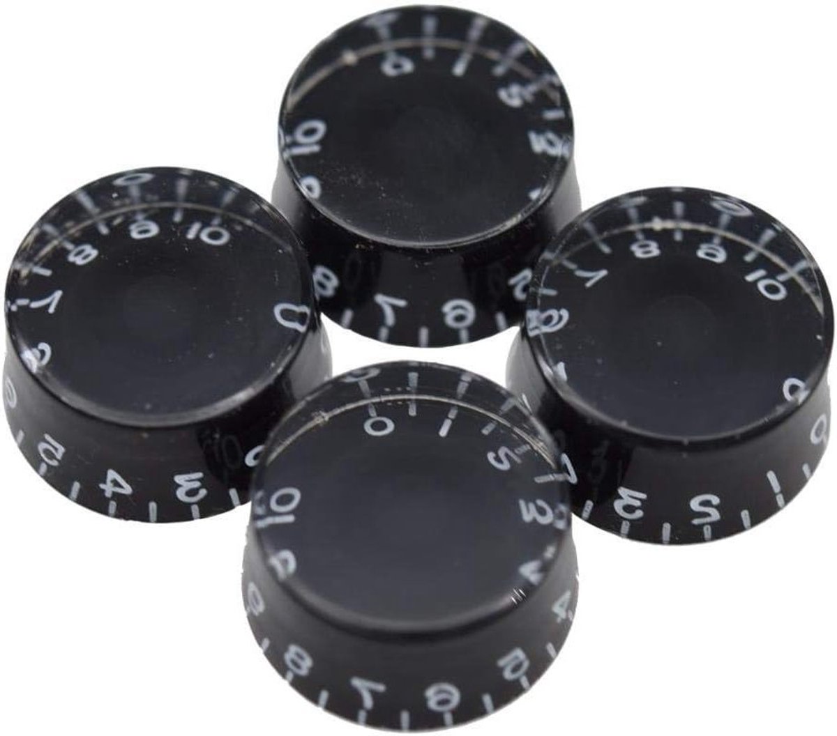 4 Stuks LP Gitaar Speed Dial Knoppen met 24 Fijne Splines voor USA Les Paul en CTS Potentiometers - Zwart