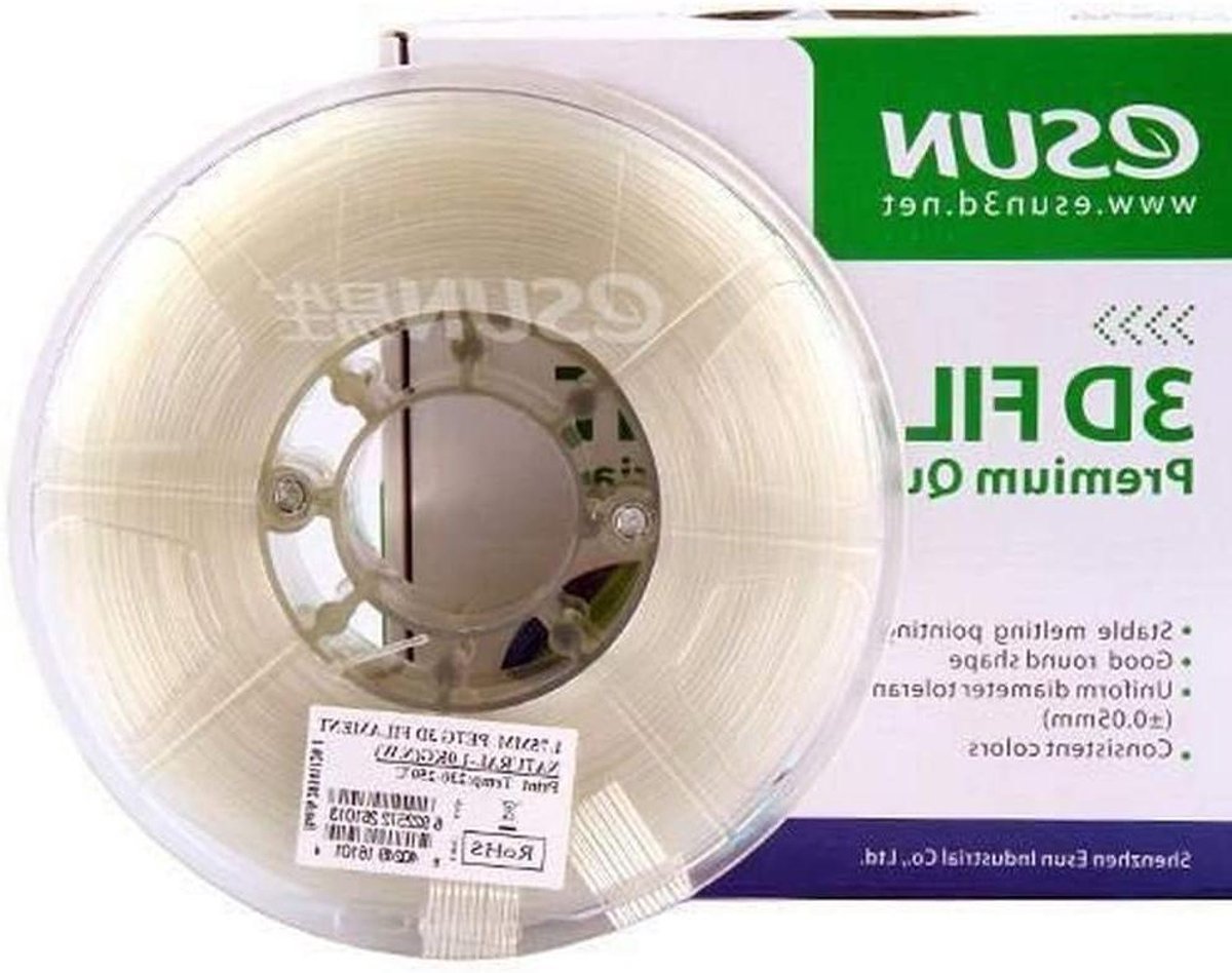 3D Printer Filament - PETG Draad - 3D Printen - Hoge Stabiliteit - 1 kg 1.75 mm - Natuurlijk