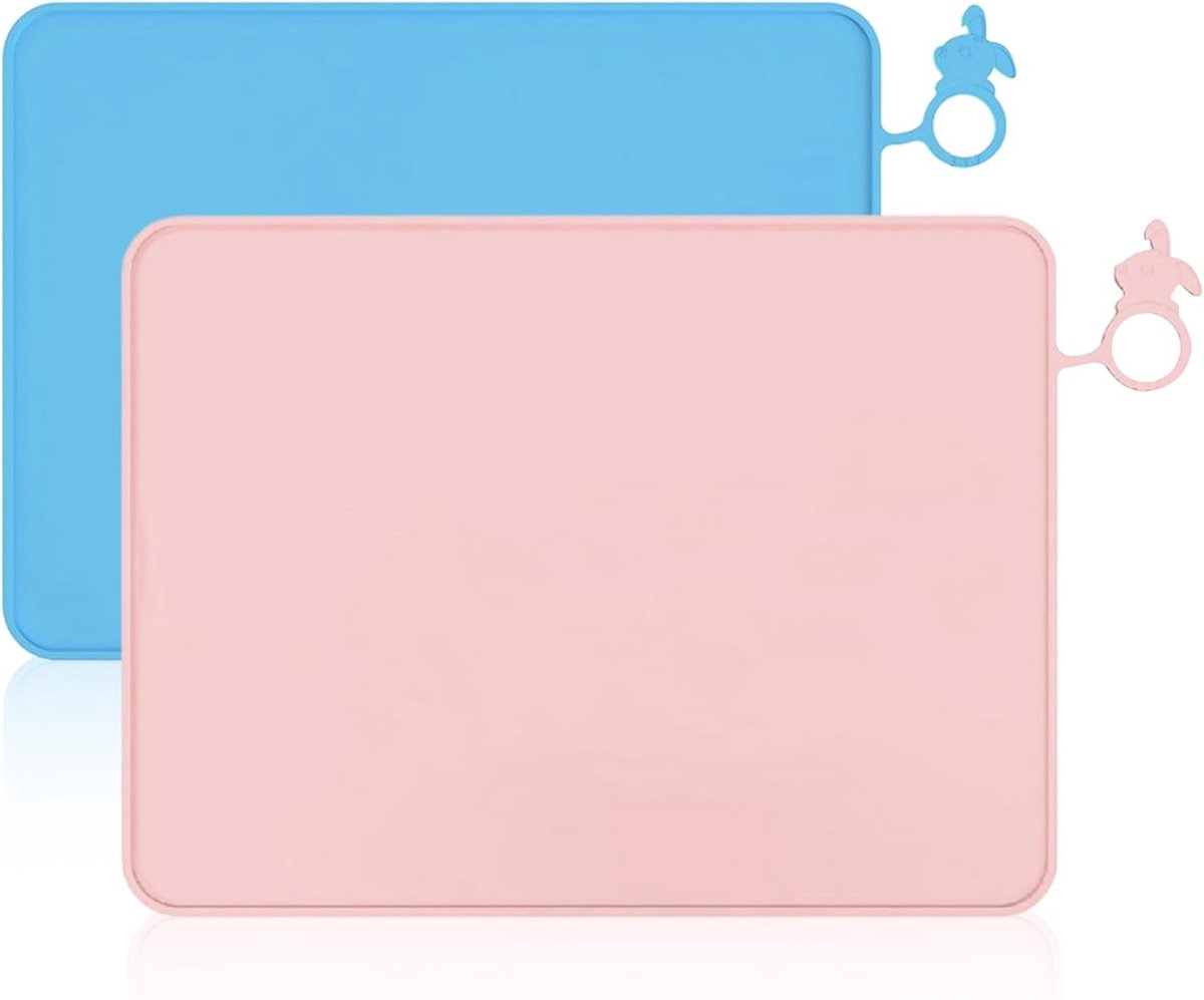 2 stuks siliconen schilderonderlegger - 60 x 40 cm - knutselonderlegger - siliconenmat - grote knutselmat - herbruikbare siliconen onderlegger voor multifunctionele knutselen - tafelmat - schilderen - roze
