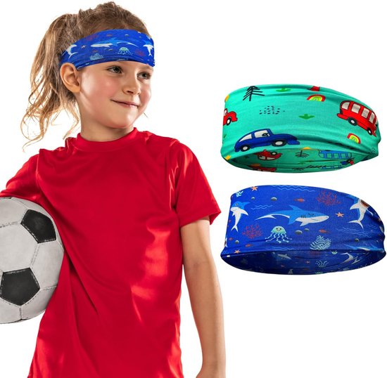 Kids Sports Headband - 2 Stuks - Jongens Haarband - Elastisch - Zweetabsorberend - Voor Basketbal en Voetbal