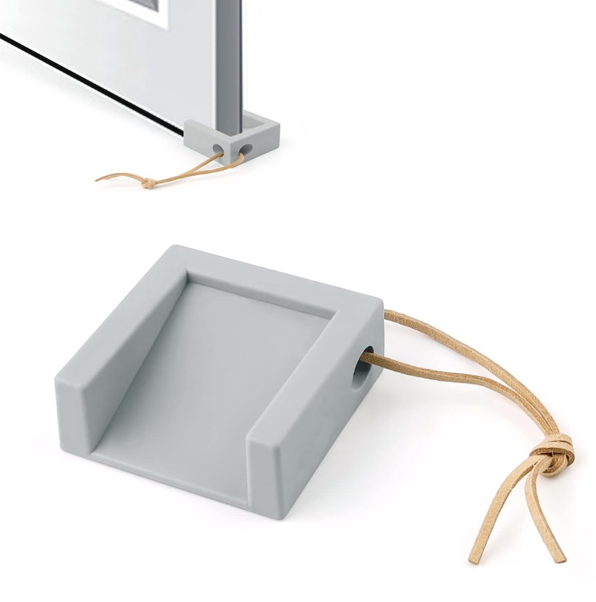 Store_7 - Deurstopper vloer - Antislip deurwig - Met vangband - Grijs - Raamwiggen om te ventileren - Geschikt voor deurspleten van 5 tot 20 mm - G...