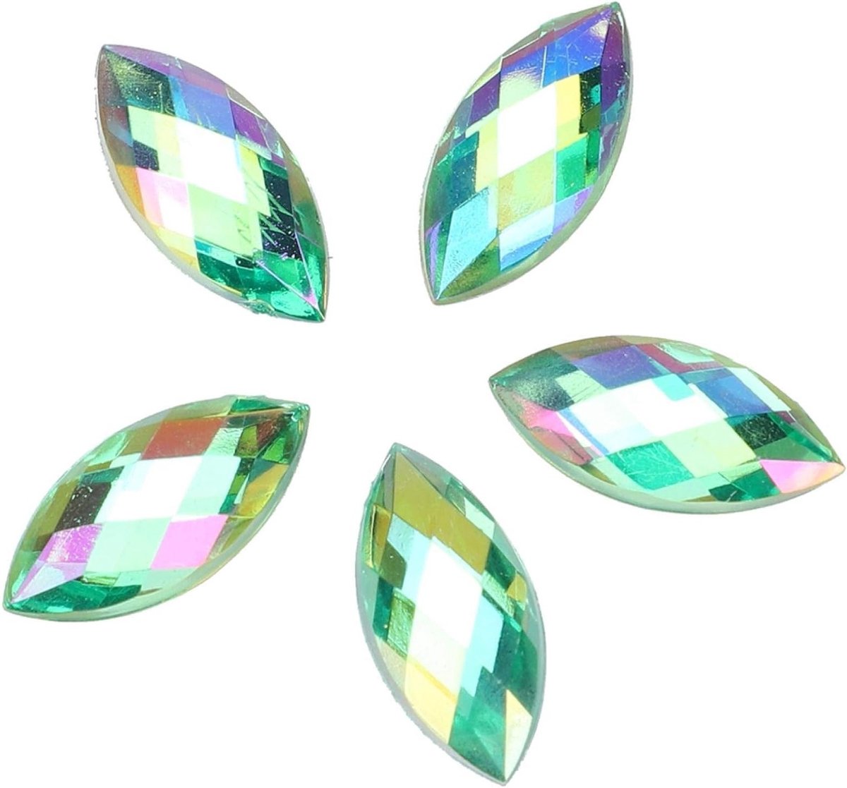500 Stuks Shiny AB Rhinestones in Lichtgroen - Plakstenen voor DIY Accessoires, Decoraties en Ambachten 7x15mm