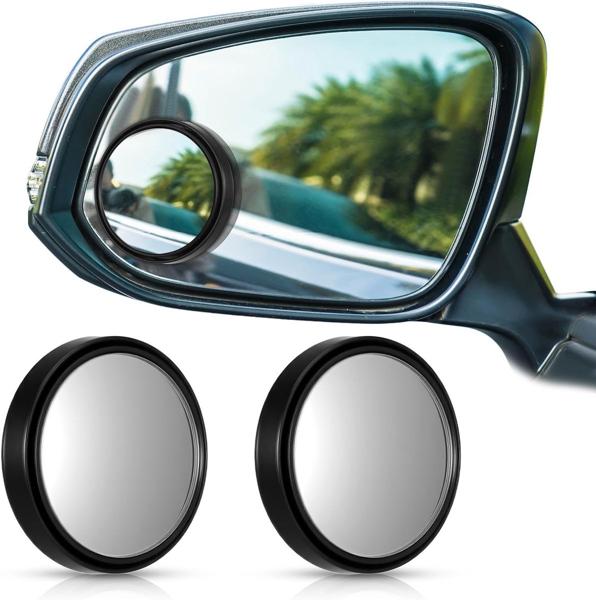 Set van 2 Convexe Blind Spot Spiegels voor Auto's - Verstelbare Hoek en Zelfklevend - Veiligheid en Zichtverbetering voor Auto en Truck Accessoires