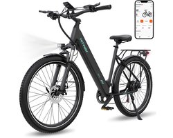 Hitway Elektrische Fiets BK18S – 27.5*2.8 Inch City Commuter EBike met Afneembare 36V 13Ah Lithium Batterij – APP Bediening – 7 Versnellingen – IP54 Waterdicht