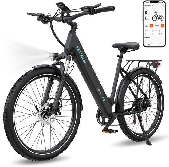 Hitway Elektrische Fiets BK36 - Trendy 20*4.0 Inch Fat Tire City Commuter EBike met Afneembare 48V 10.4Ah Lithium Batterij - Opvouwbaar Mountain E-Bike met 250W Motor - 7 Versnellingen - IP54 Waterdicht - Hitway - €969,99