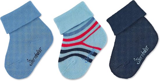 Babysokken 3-pack - Kindersokken baby - Comfortabel dragen - Volledig pluche - 3 stuks - Uni+ringel — afbeelding 5