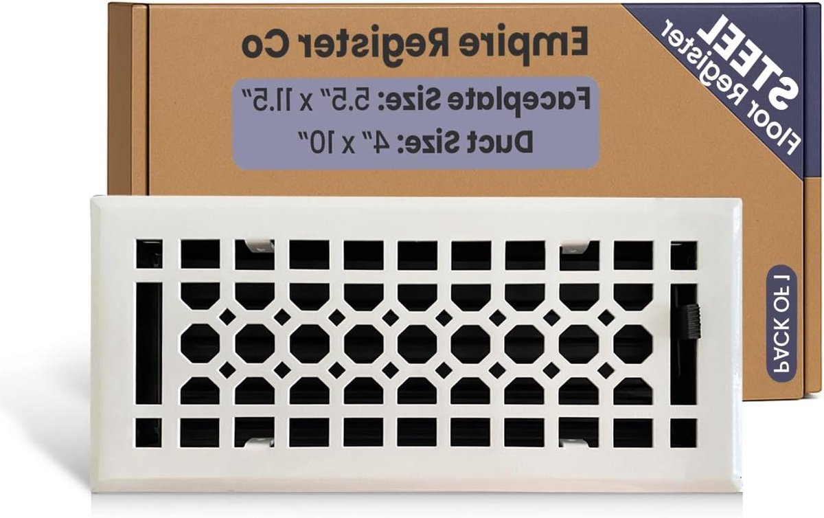 Ventilatiehoes Vloer - Rooster Afdekking - Luchtstroom Regelen - Stalen Demper - 4 x 10 inch - Wit