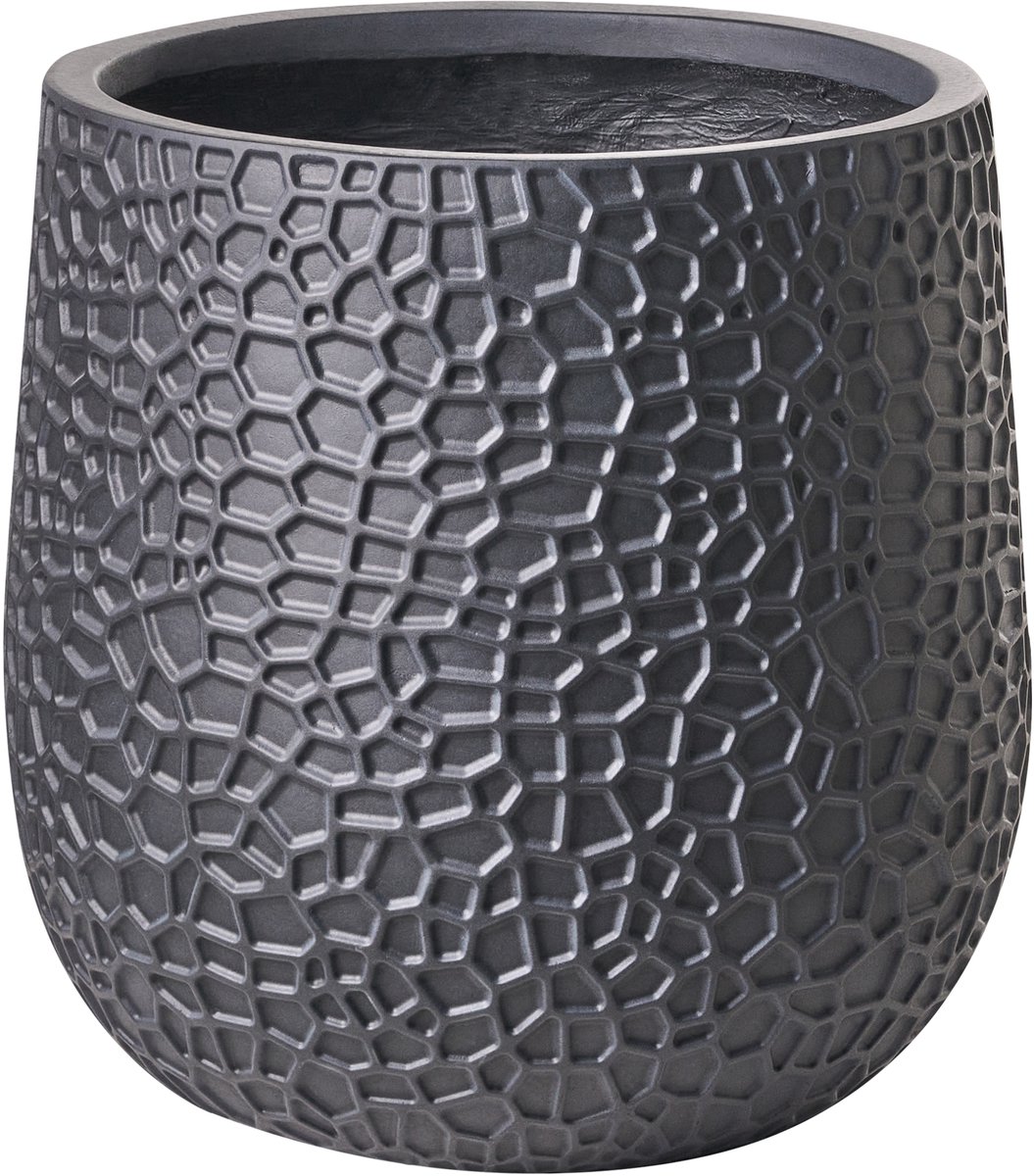 QIYUN - Bloempot - Zwart - 41 x 41 x 43 cm - Klei-vezelmengsel