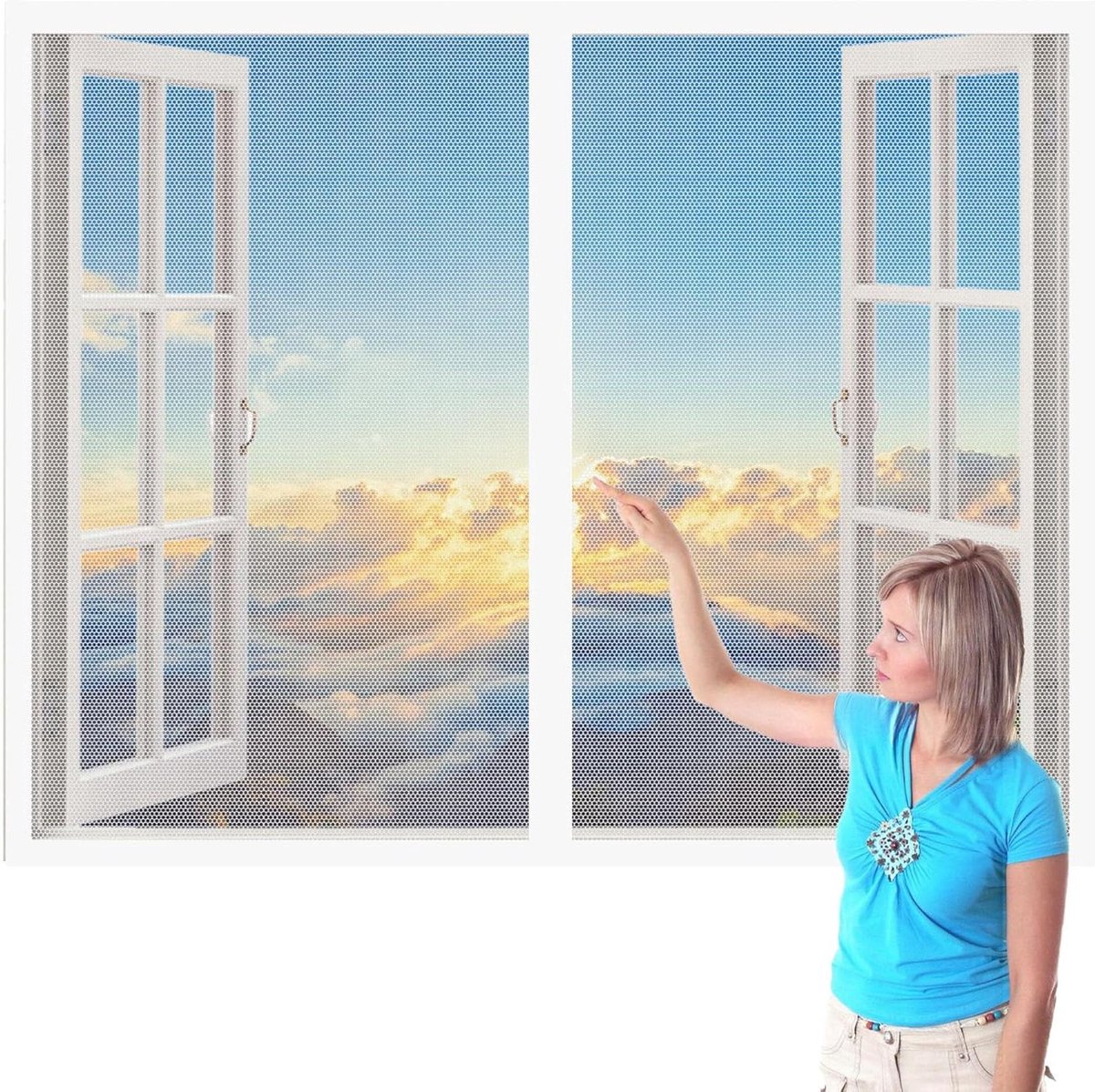Horren Raam - Insectenwering Raam - Frisse Lucht - Automatische Sluiting - 178x194 cm - Wi