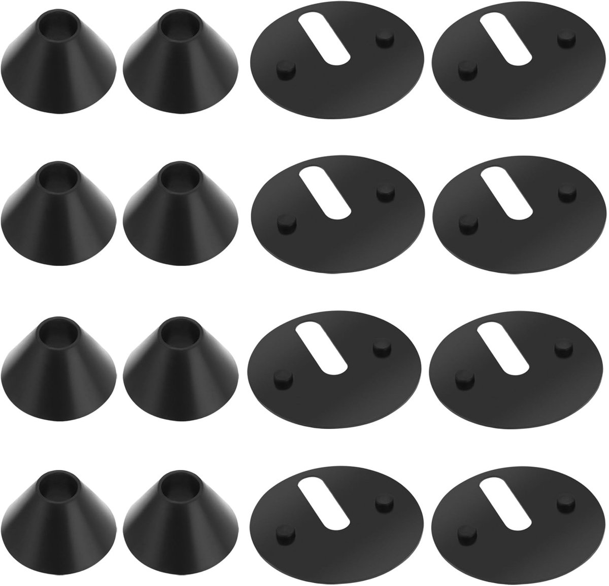 Cosensi - Toilet Hinge Base Plate Sets - Rubber Wasmachine Pad - 16 Stuks - Zwart - Toilet Hinge Fixings - Geschikt voor M8 - Kleur Zwart