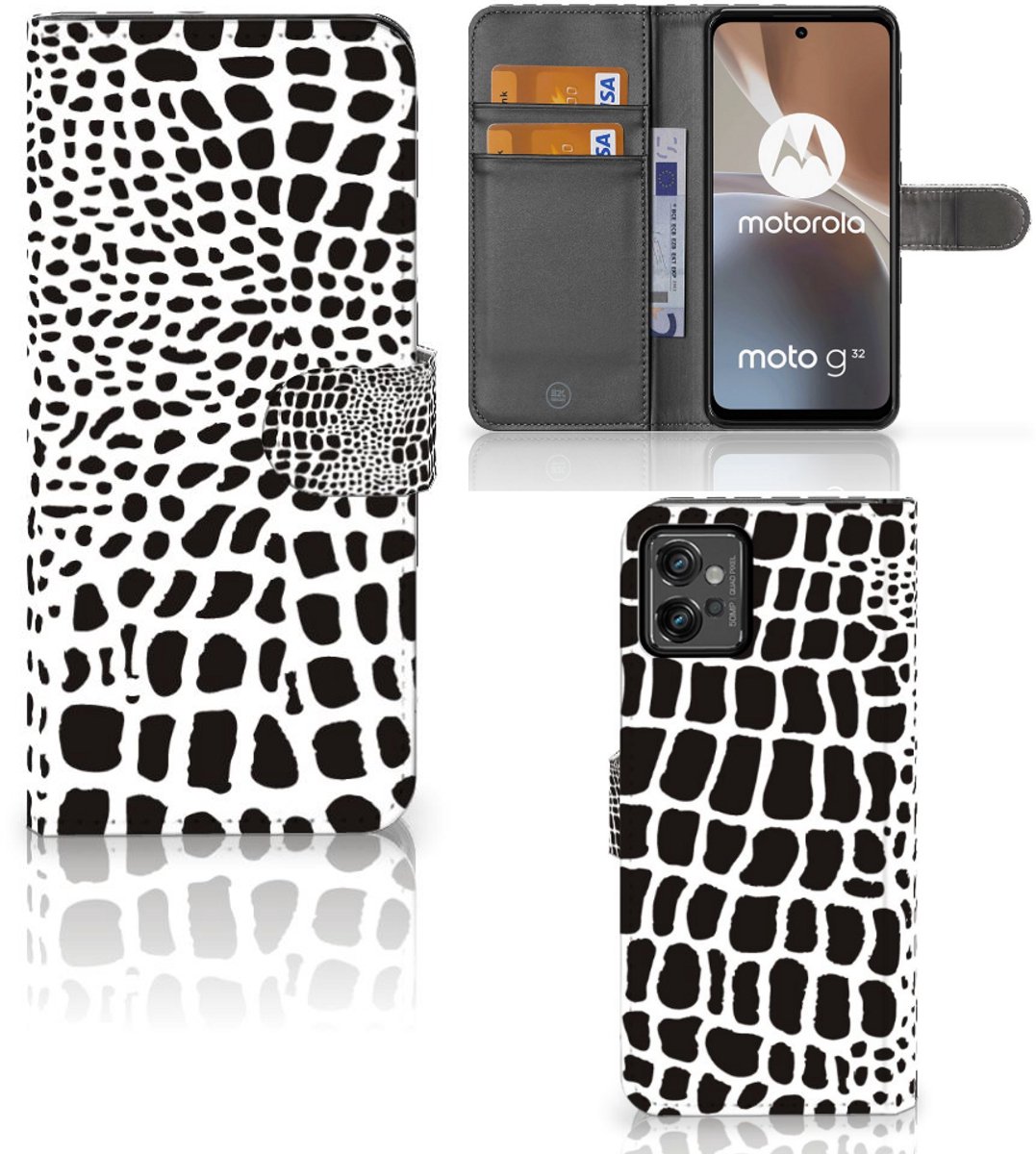 Motorola Moto G32 Telefoonhoesje met Pasjes Slangenprint
