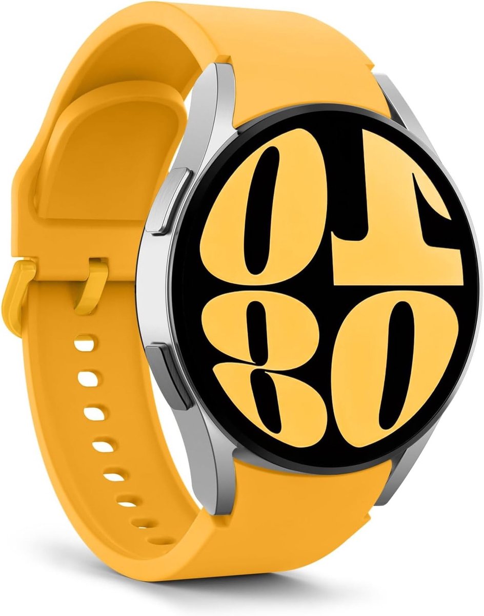 Zachte Siliconen Vervangband voor Samsung Galaxy Watch 7, 6, 5, 4 - 40 mm, 44 mm, 43 mm, 47 mm, Waterafstotend en Lichtgewicht, Geel
