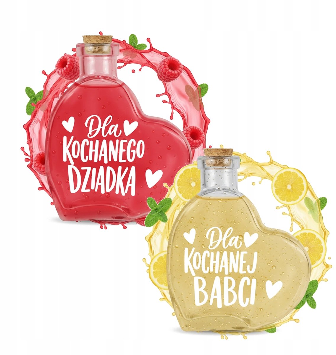 Bimberek - Glazen Hartvormige Fles - 250ml - Geschenk voor Grootouders - Met Kurk