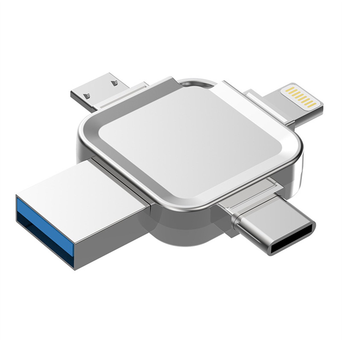 carmdering - 4 in 1 Flash Drive / 128GB / Zilver / USB Opslag / USB Stick / Externe Geheugen voor smartphones tablets Lightning Android / USB-C / USB. 3.0