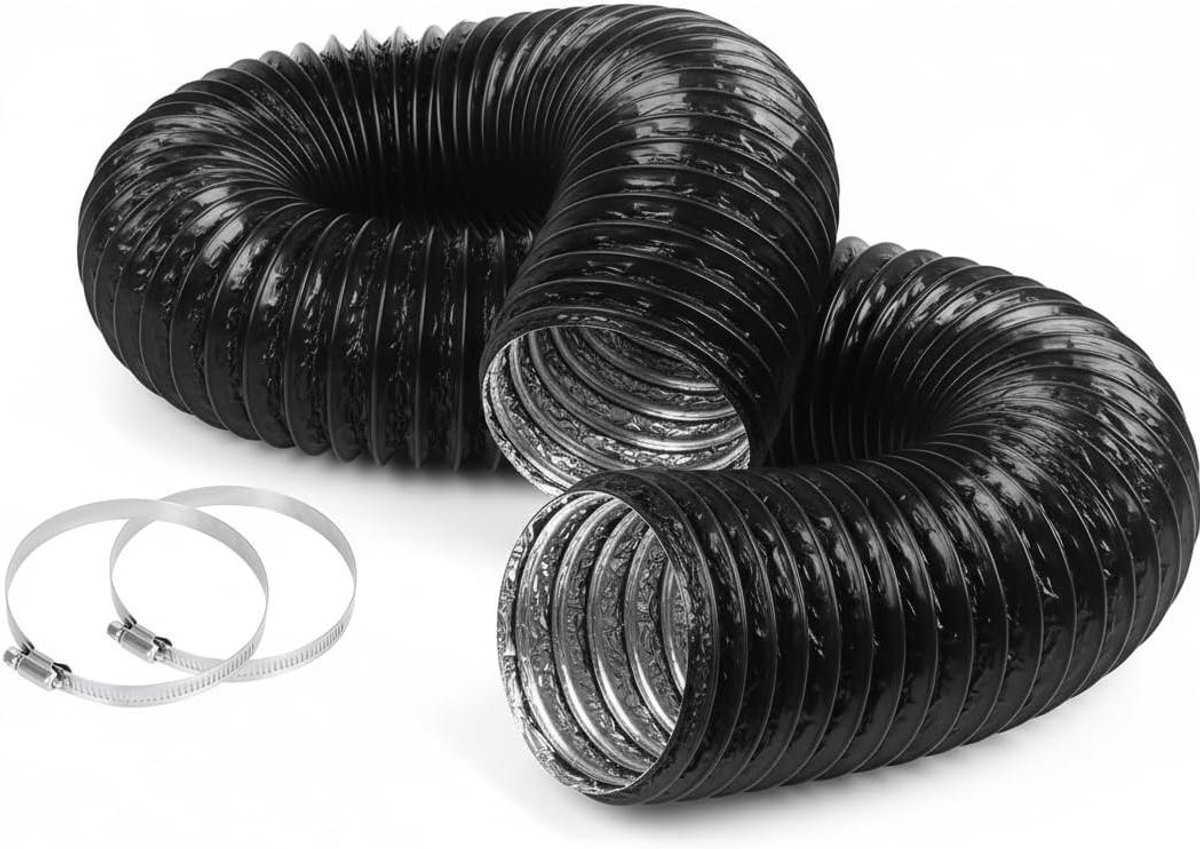 Afvoerslang - Flexibele slang - Ventilatie systeem - PVC materiaal - 150 mm 1.5 m - Zwart