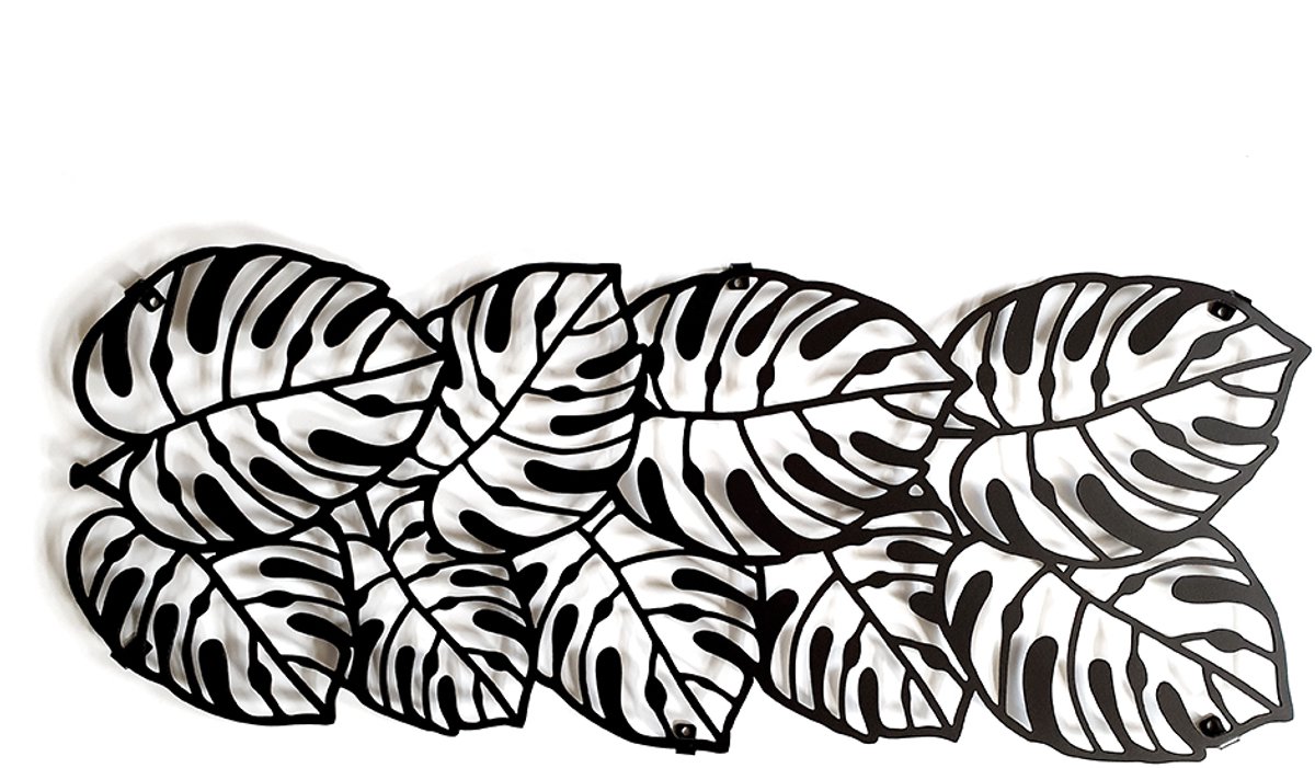 Decorizzly Serie - Kapstok met Monstera Bladeren - Staal - 900mm x 362mm