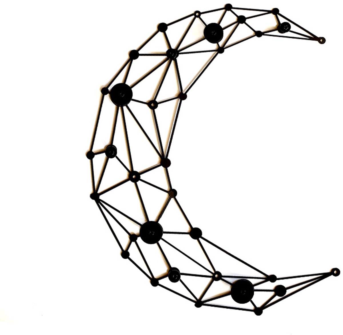 Decorizzly - Geometrische Maanvormige Hanger - Metaal - Zwart - 8 Haken