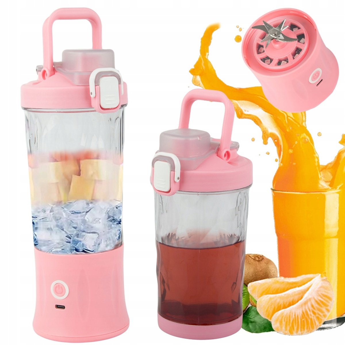 PINGYANG RONGRONG - Blender draagbaar - USB-oplaadbaar - Roze - Sterke messen