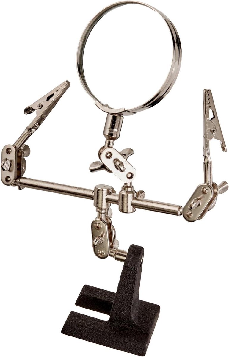 Vergrootglas met Klemmen - Loep met Standaard - Fijn Werk Zien - Verzwaarde Basis - 1 Aantal - Zwart/Zilver