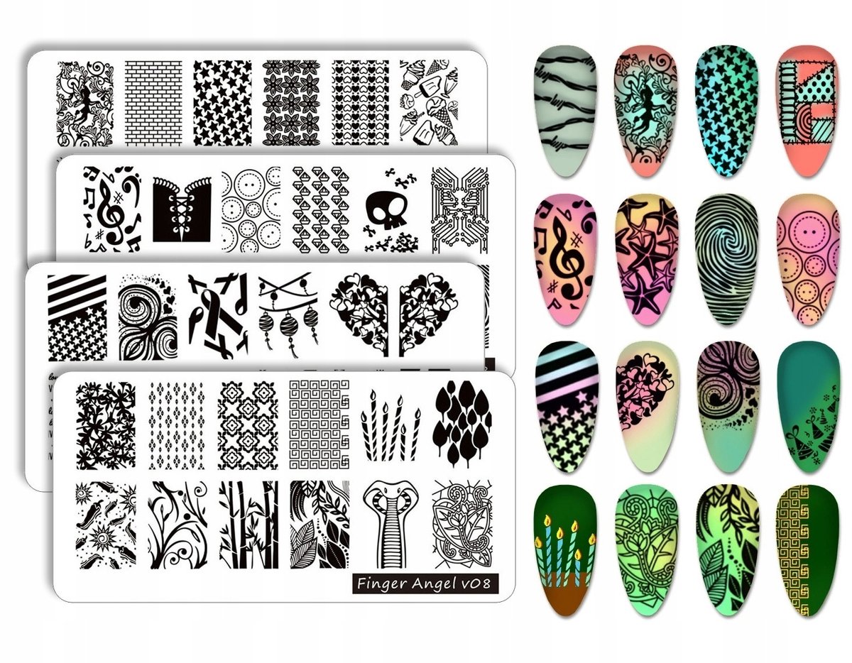 Born Pretty Finger Angel Serie - Nagel Stempel Platen Set - 4 Stuks - Herbruikbaar