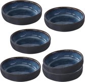 6 ronde keramische sauskommetjes voor sojasaus, sushi, mini kruidenkommetjes, donkerblauwe schaaltjes voor hapjes, snacks en noten, vaatwasmachinebestendig.