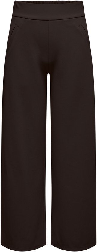 Pantalon large marron foncé taille haute avec poches latérales, photographié de face.