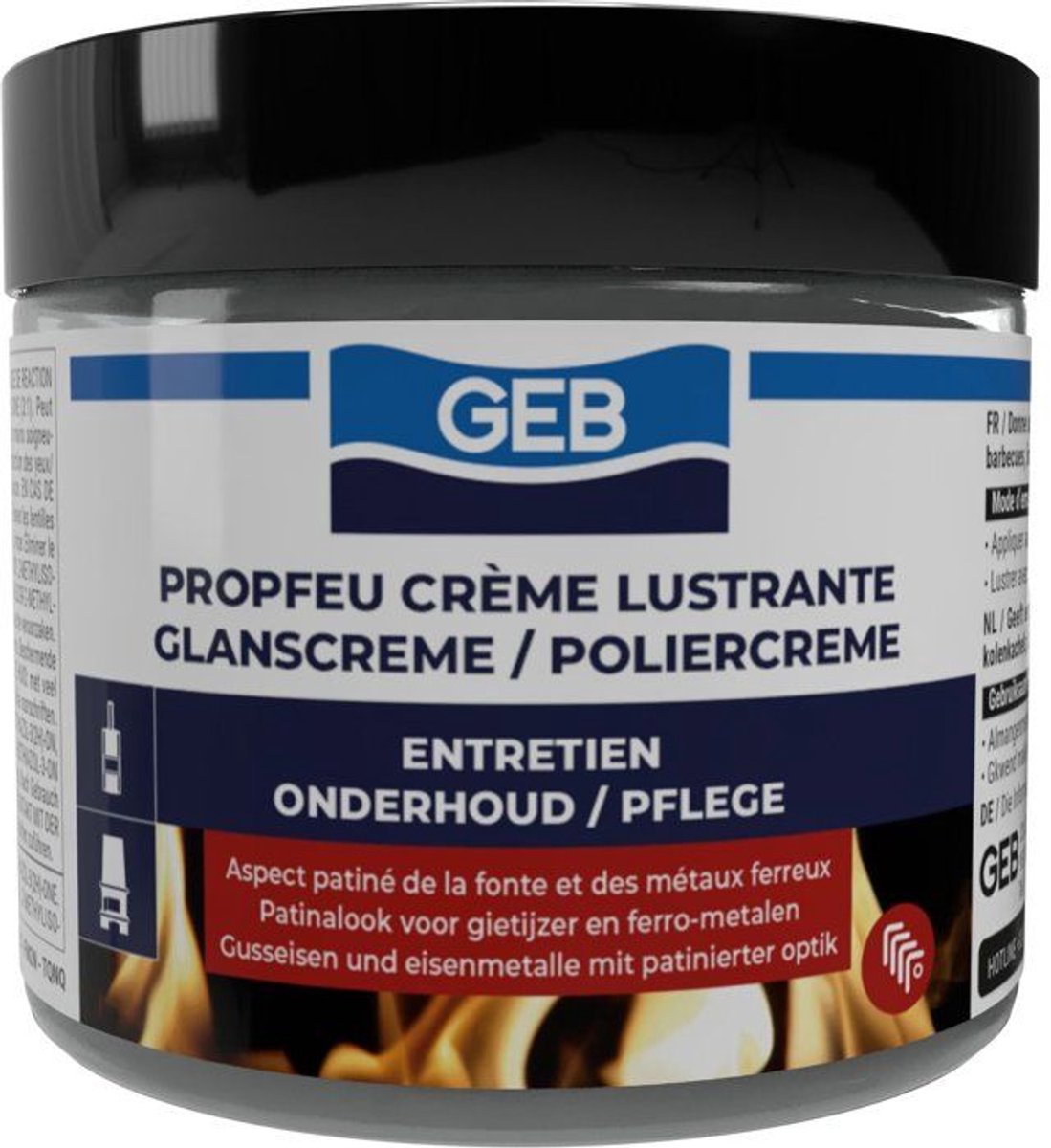 Propfeu-GEB Polijstcrème - Onderhoudt en beschermt gietijzer - Pot van 220 ml