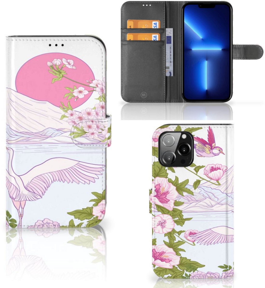 Book Case voor iPhone 13 Pro Max Telefoonhoesje met Pasjes Bird Standing