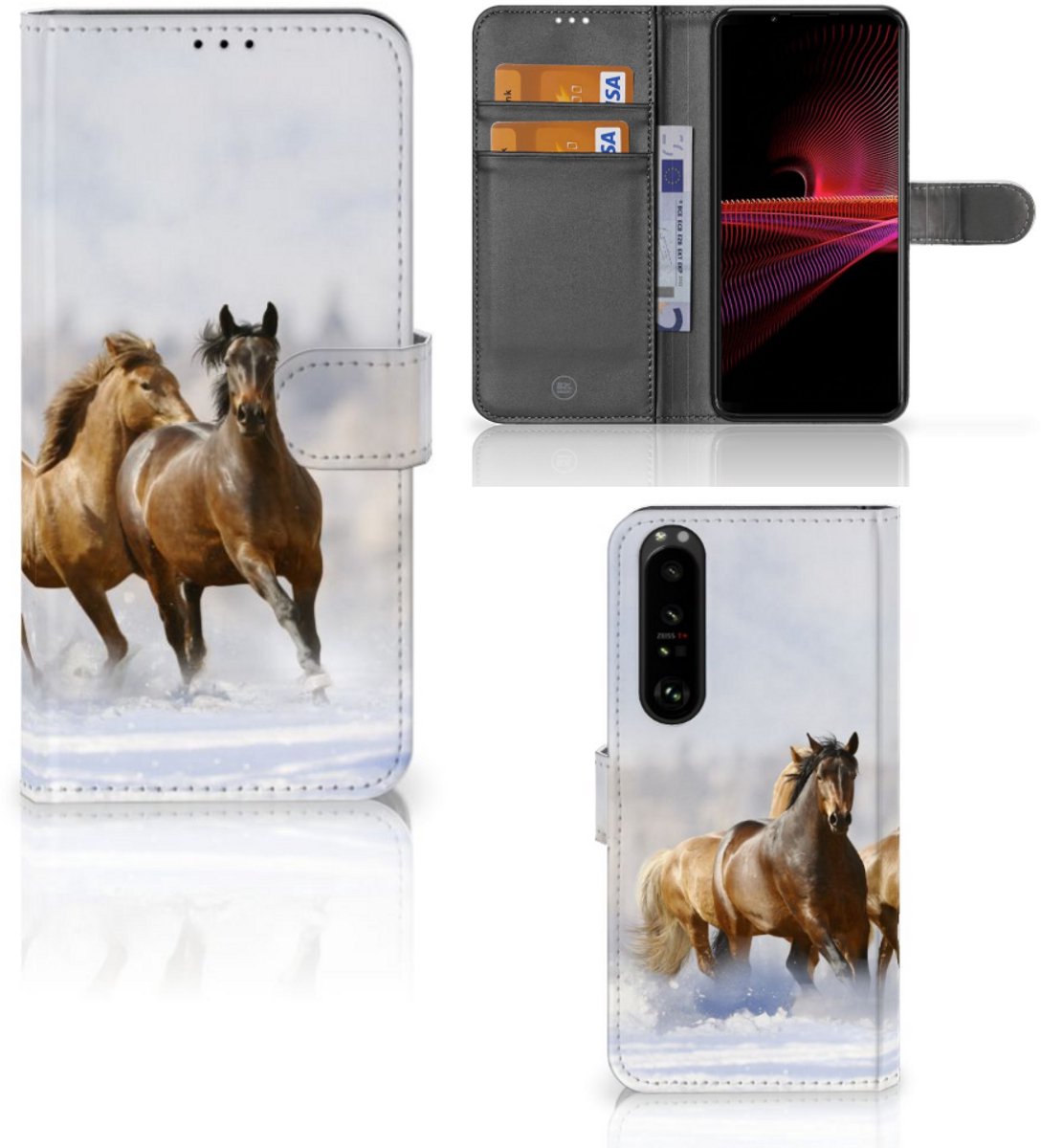 Sony Xperia 1 III Telefoonhoesje met Pasjes Paarden