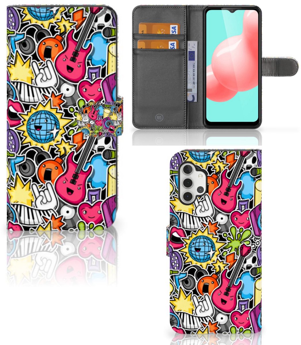 Samsung Galaxy A32 5G Wallet Case met Pasjes Punk Rock
