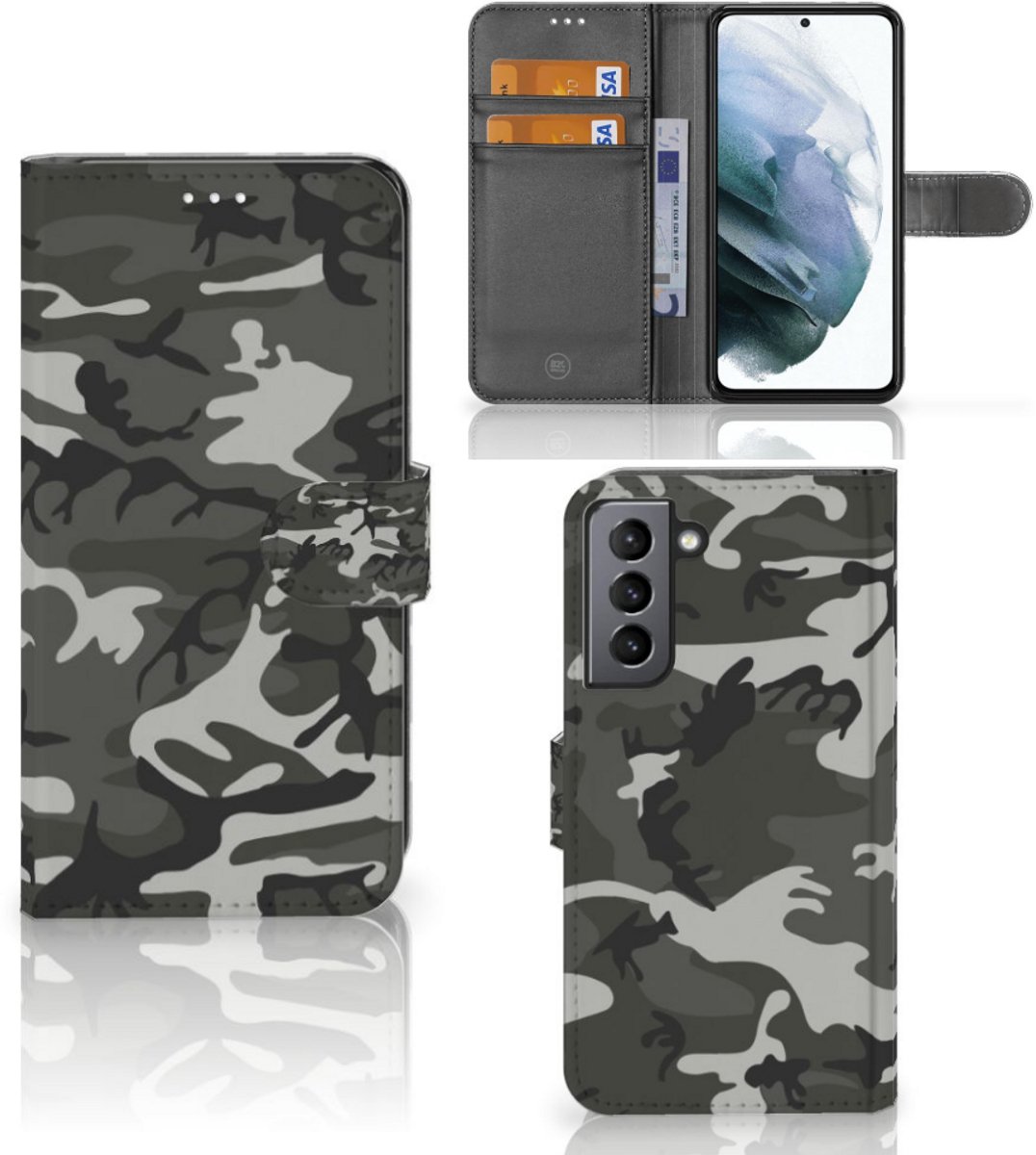 Boekhoesje voor Samsung Galaxy S21 FE Telefoon Hoesje Army Light