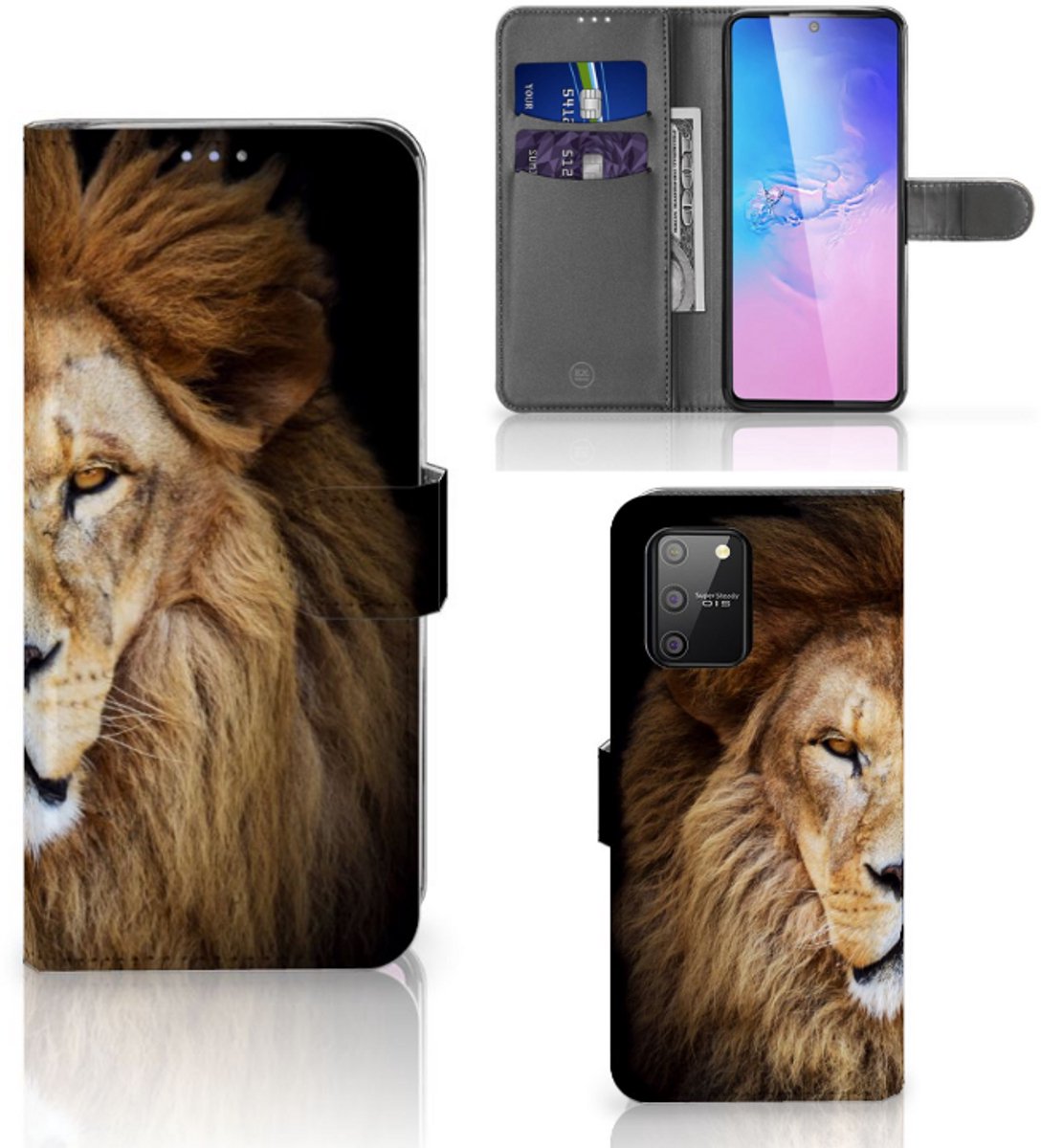 Samsung S10 Lite Telefoonhoesje met Pasjes Leeuw