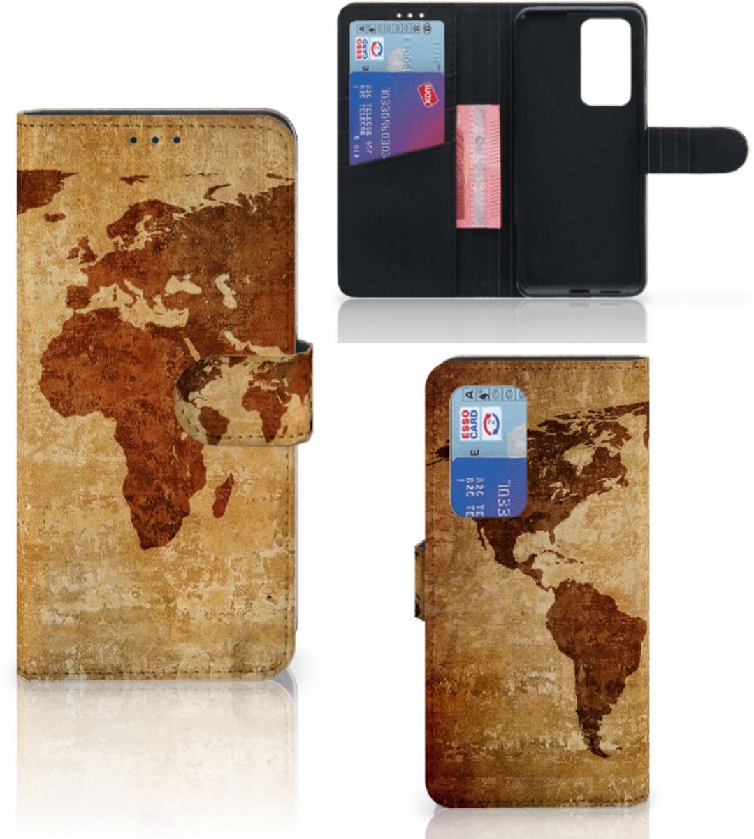 Huawei P40 Pro Flip Cover Wereldkaart