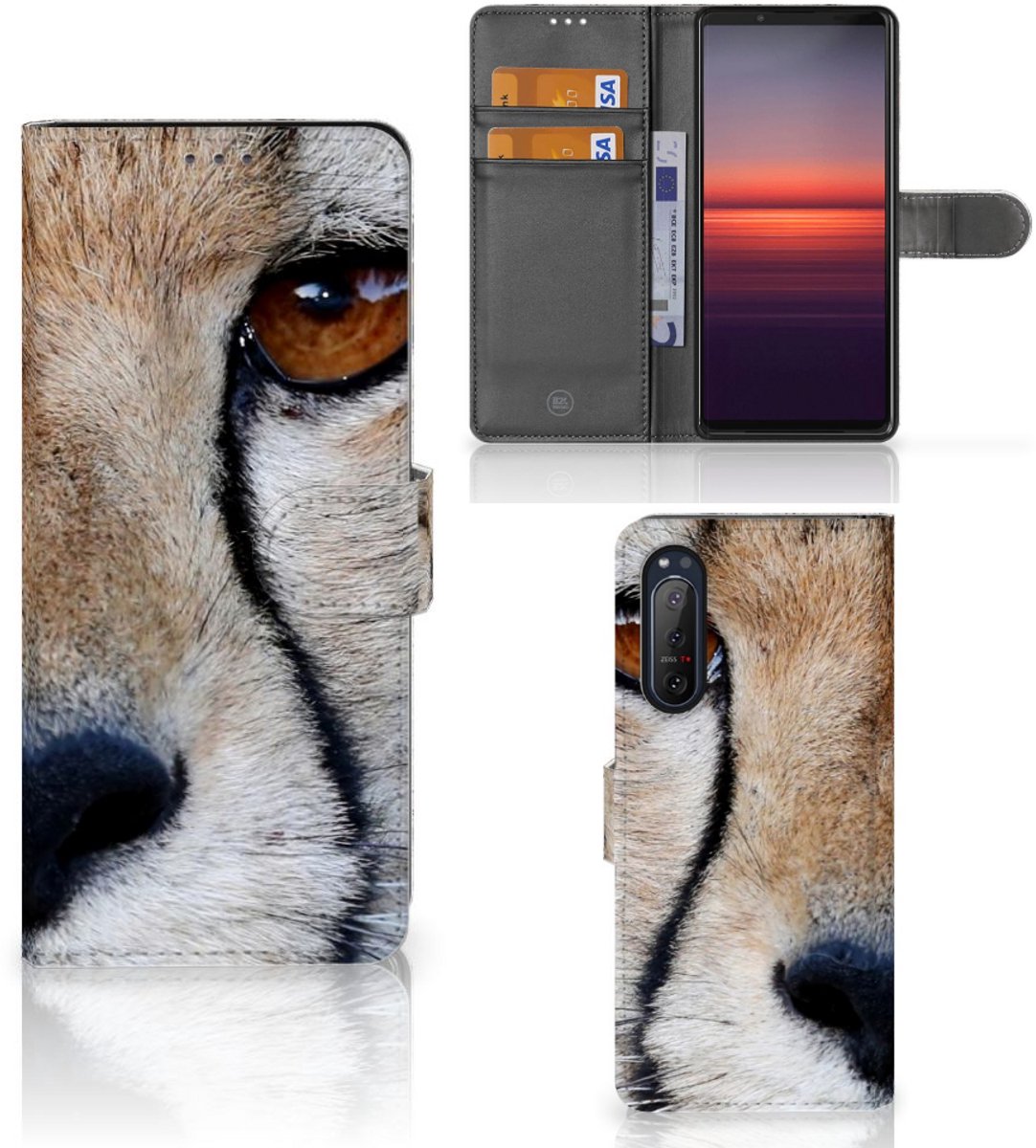 Sony Xperia 5II Telefoonhoesje met Pasjes Cheetah