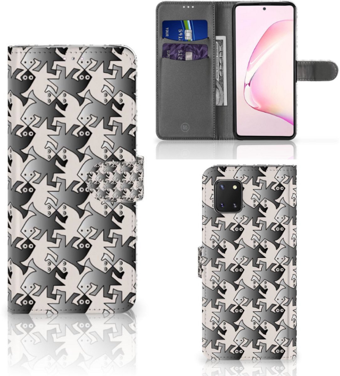 Samsung Note 10 Lite Telefoonhoesje met Pasjes Salamander Grey