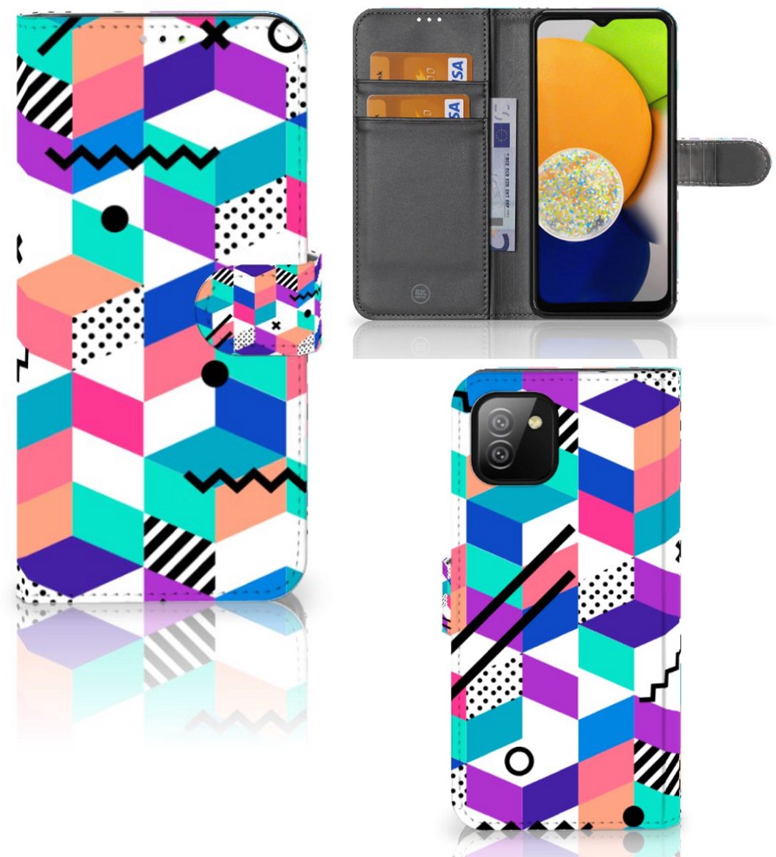 Samsung Galaxy A03 Book Case Blokken Kleurrijk