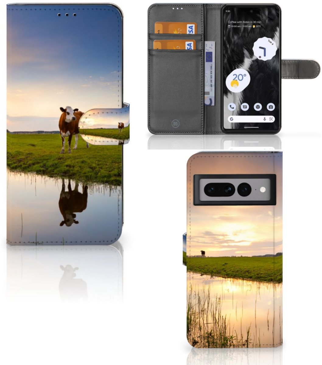 Google Pixel 7 Pro Telefoonhoesje met Pasjes Koe