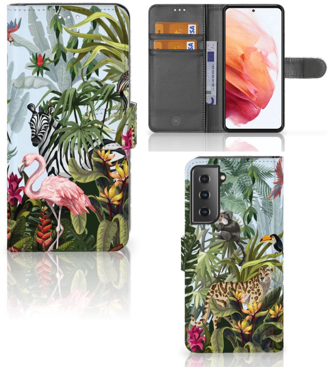 Telefoonhoesje met Pasjes voor Samsung Galaxy S21 Jungle