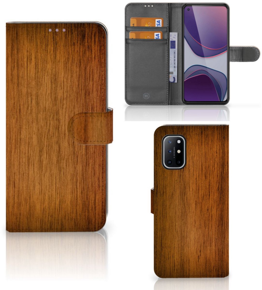 OnePlus 8T Book Style Case Donker Hout