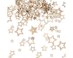 100 Stuks Houten Sterren Confetti voor Feestdecoratie, Knutselen en Verjaardagen - 3 Maten voor Kerst en Evenementen
