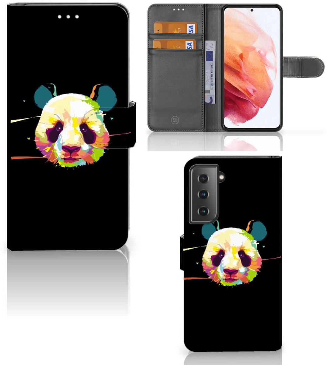 Book Case voor Samsung Galaxy S21 Leuk Hoesje Panda Color
