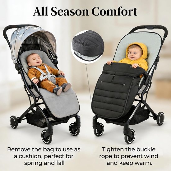 2 in 1 Universal Stroller Cushion Bunting Bag Removable Windproof Footmuff Toddler Warm Stroller Seat Cushion Outdoor Thicken Cushion Kids Warm Leg Protector Bag Stroller Liner — afbeelding 3