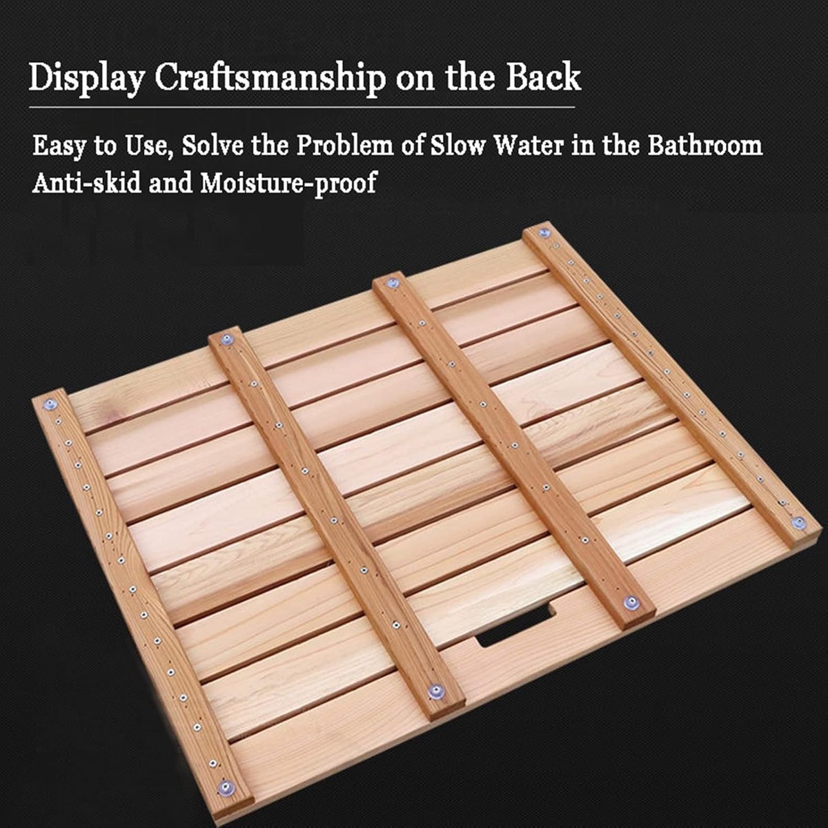 Bamboe Duckboard Badmat, Niet -Slip Douche Badkuipmat, Houten Lade, Badkuipaccessoires, Anti Slip Badmatten Voor Bad, Waterdichte Houten Vloermat Voor Binnen of Buiten,80x90cm/31x36in — cadeau in Wonen & Interieur - foto 2