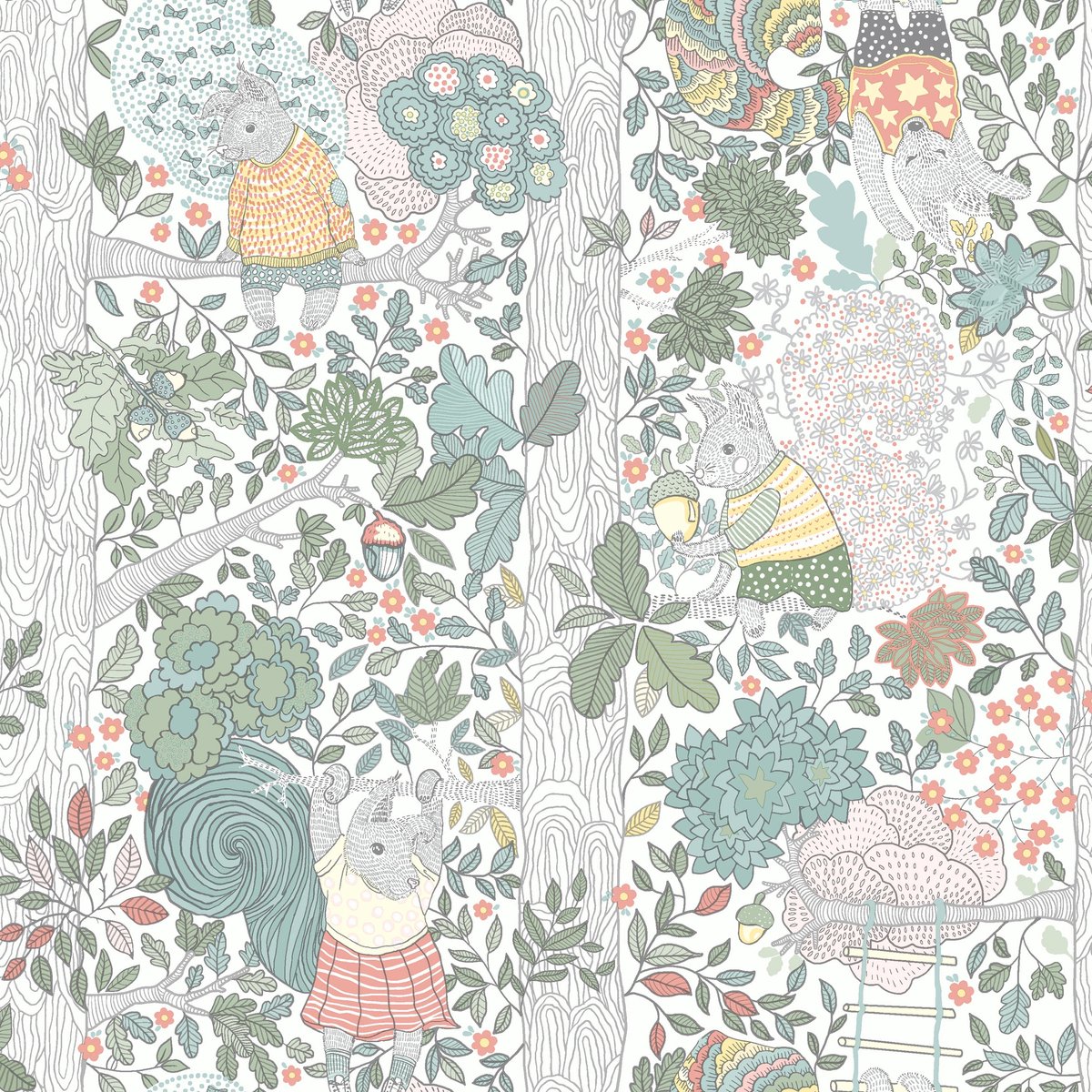 Boråstapeter Vliesbehang 6251 - Scandinavian Designers Mini - Dieren Wit - 53cm x 10.05m