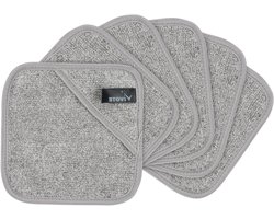 VIVOTE Microfibre Make-Up Cloth, 15 x 15 cm, Washable, Reusable, Bamboo Microfibre, Facial Cleansing Cloth, Makeup Remover Cloth, Grey (Pack of 6)